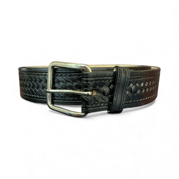 no brand Other - HANDMADE DEFECT Men’s Cowhide Leather Woven Silver Buckle Belt 41 inches